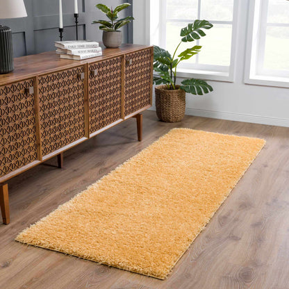 Washable Solid Gold Shag Rug - Luxurious Soft Area Rug for Any Room