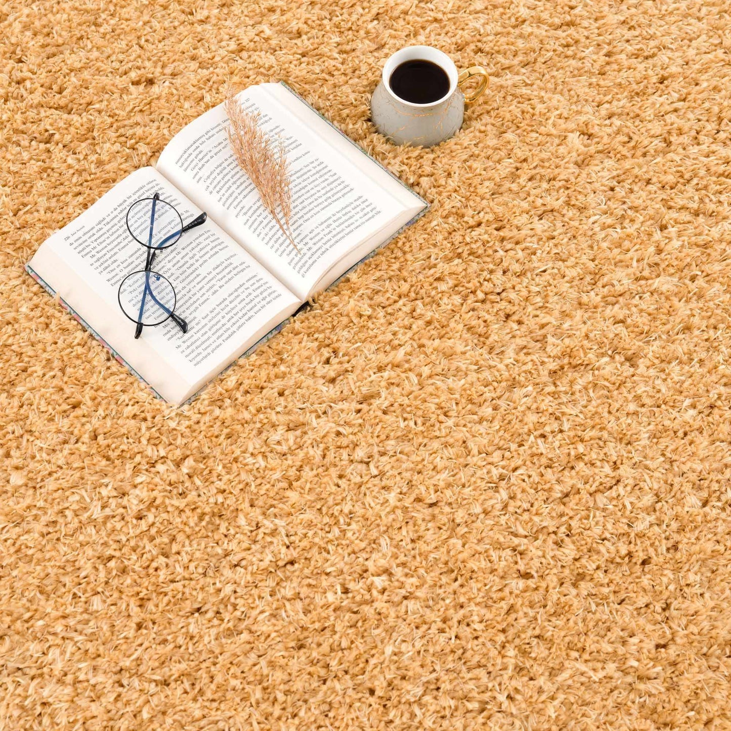 Washable Solid Gold Shag Rug - Luxurious Soft Area Rug for Any Room