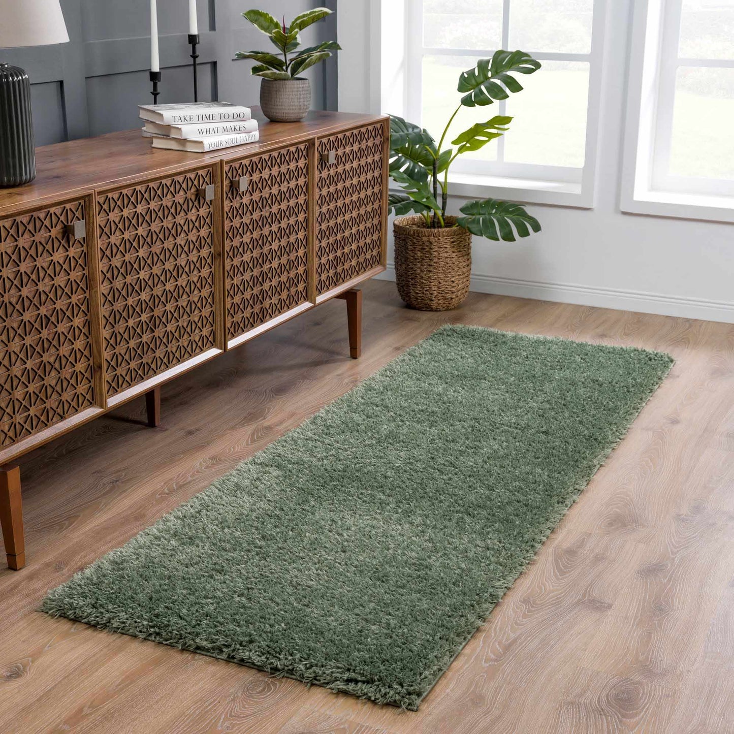 Green Shag Rug - Washable Soft Cozy Home Decor