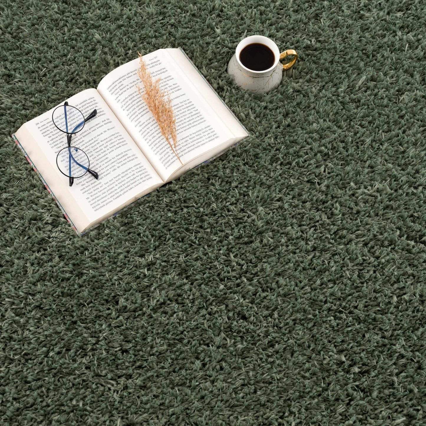 Green Shag Rug - Washable Soft Cozy Home Decor