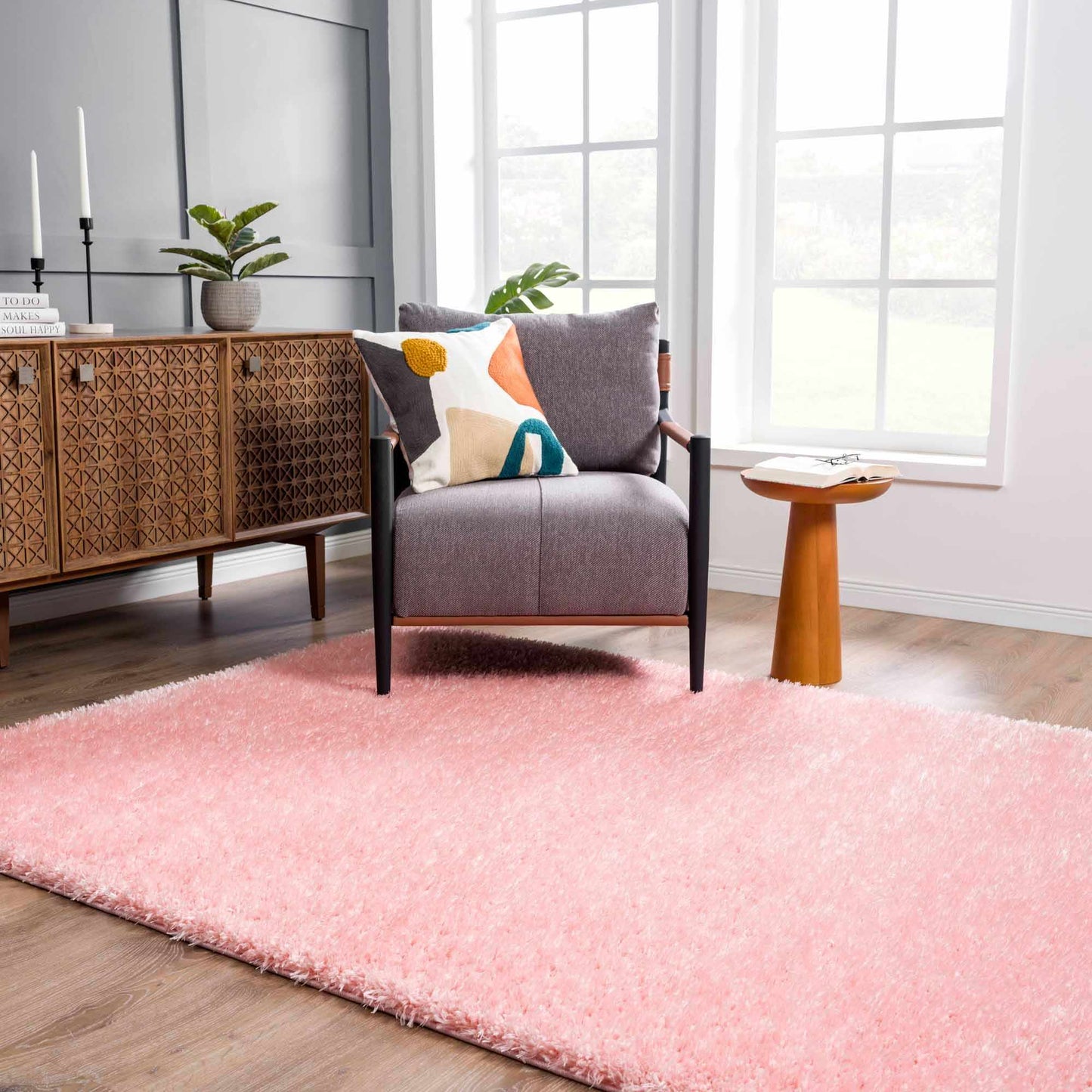Pink Shag Rug - Washable Soft Cozy Home Decor