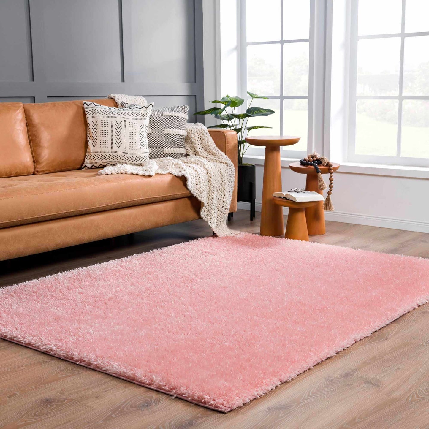 Pink Shag Rug - Washable Soft Cozy Home Decor