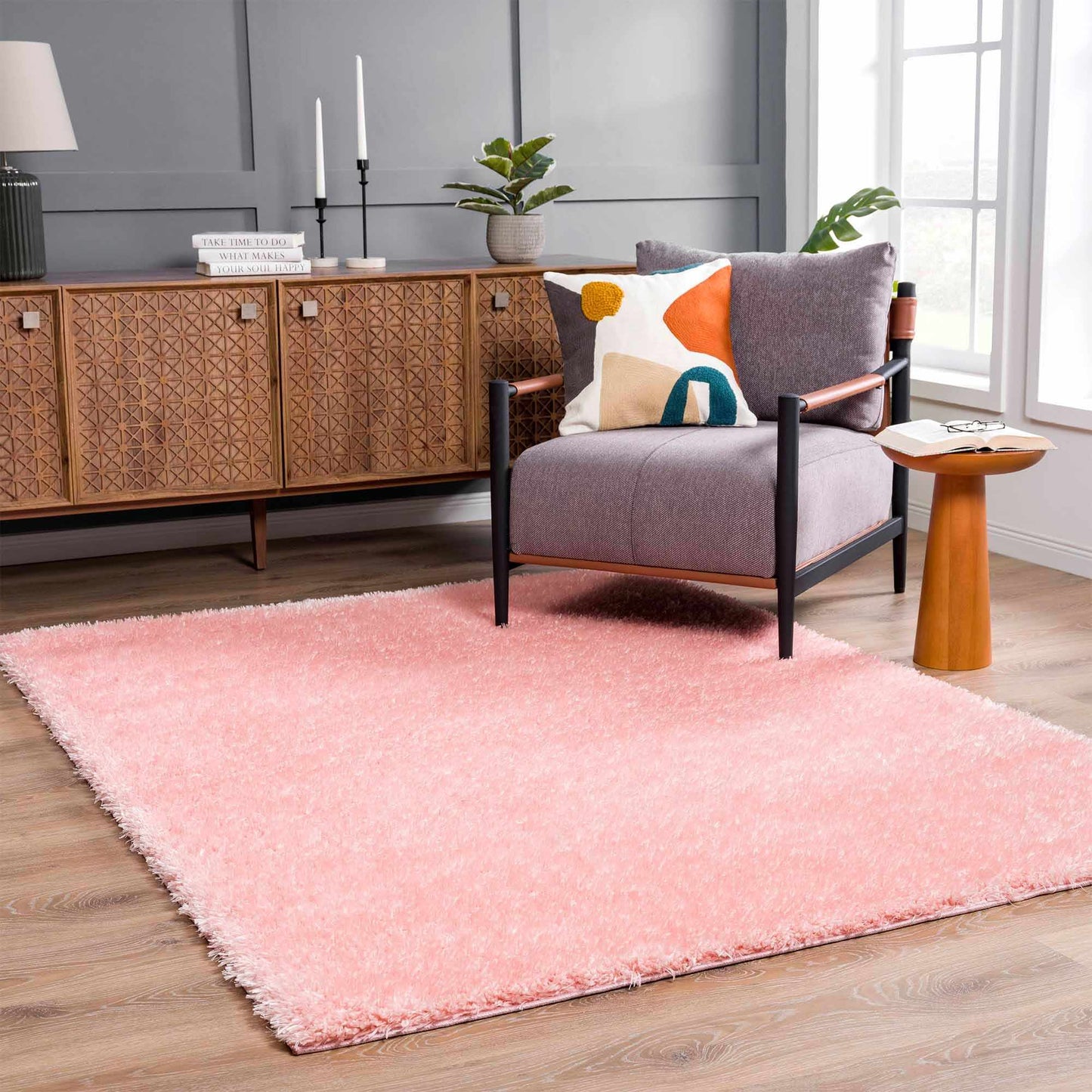 Pink Shag Rug - Washable Soft Cozy Home Decor