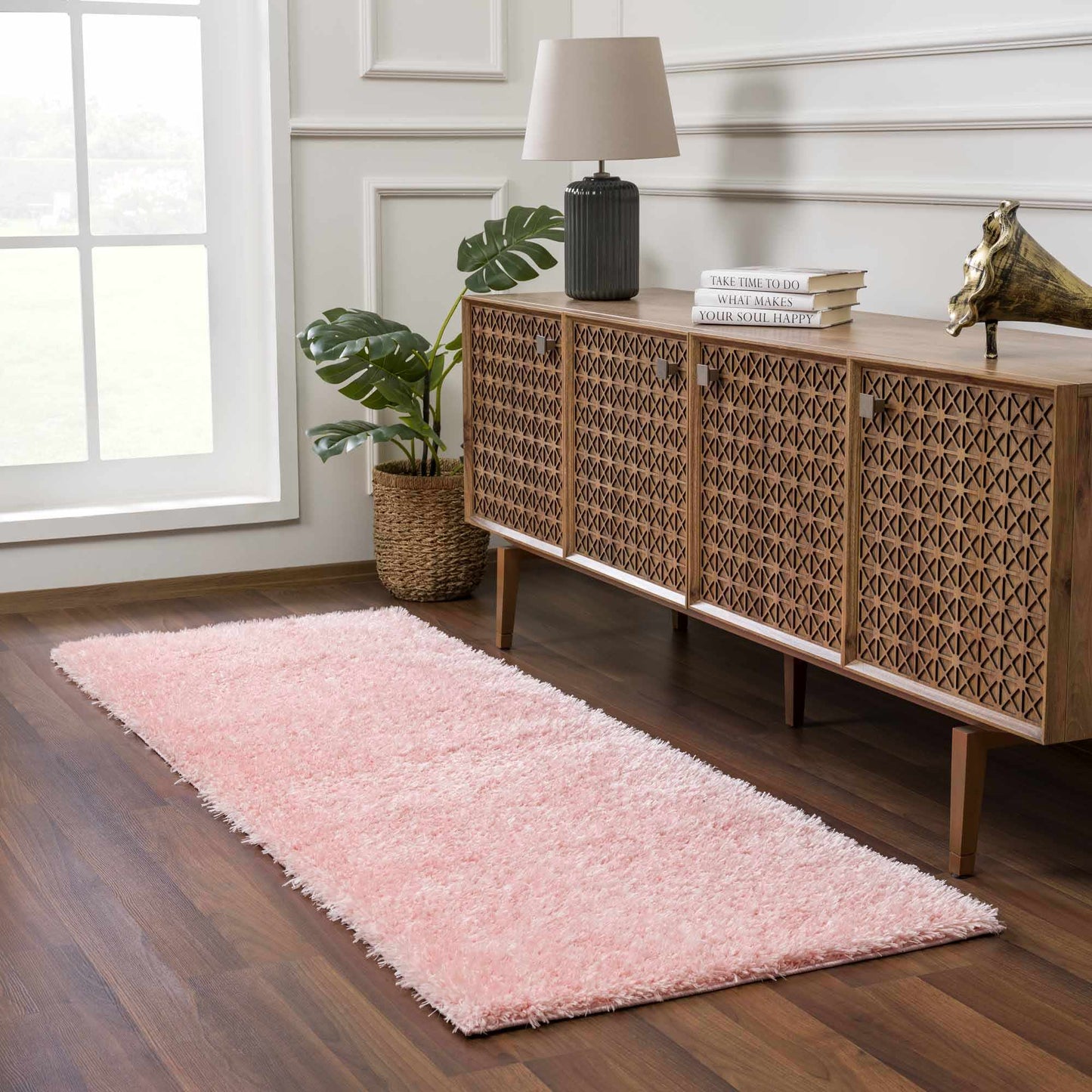 Pink Shag Rug - Washable Soft Cozy Home Decor