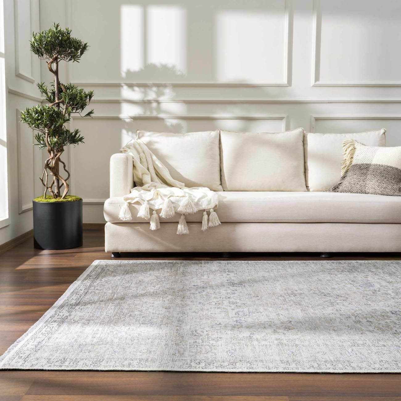 Washable Cream Area Rug - Soft Stylish Home Decor