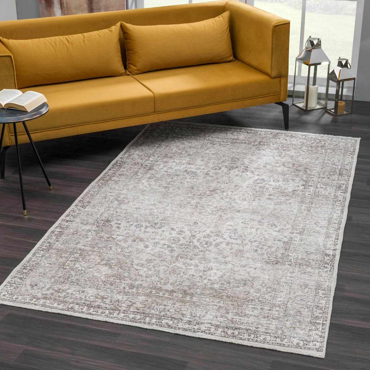Washable Cream Area Rug - Soft Stylish Home Decor