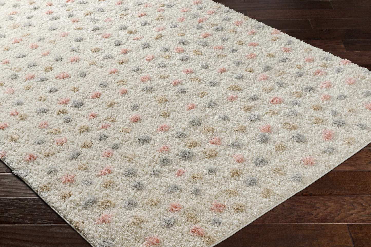 Pink Cream Dotted Area Rug - Stylish Cozy Home Décor