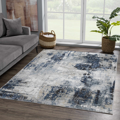 Blue Abstract Area Rug - Modern Stylish Design for Interiors