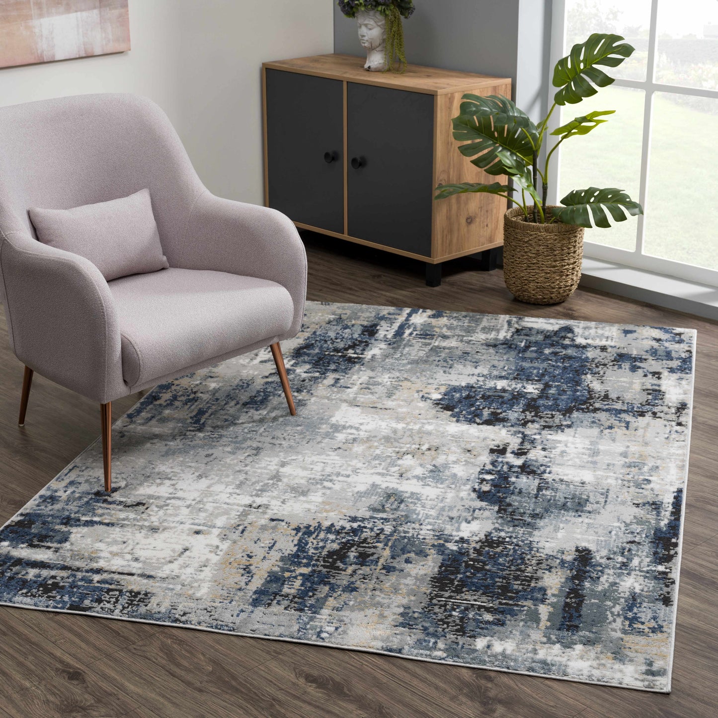 Blue Abstract Area Rug - Modern Stylish Design for Interiors
