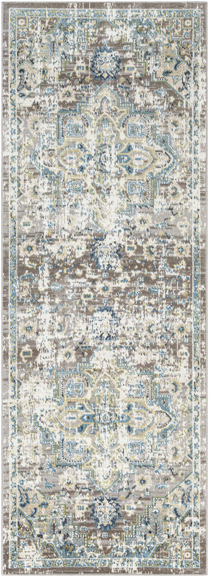 Washable Gray Blue Area Rug - Modern Home Decor Accent