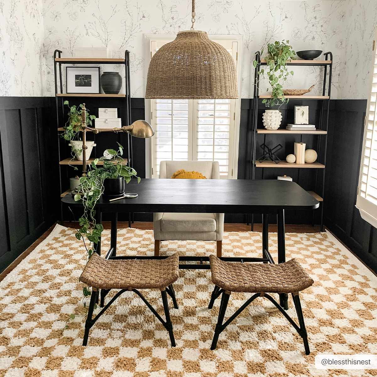 Mustard Ivory Checkered Area Rug - Stylish Home Décor Accent