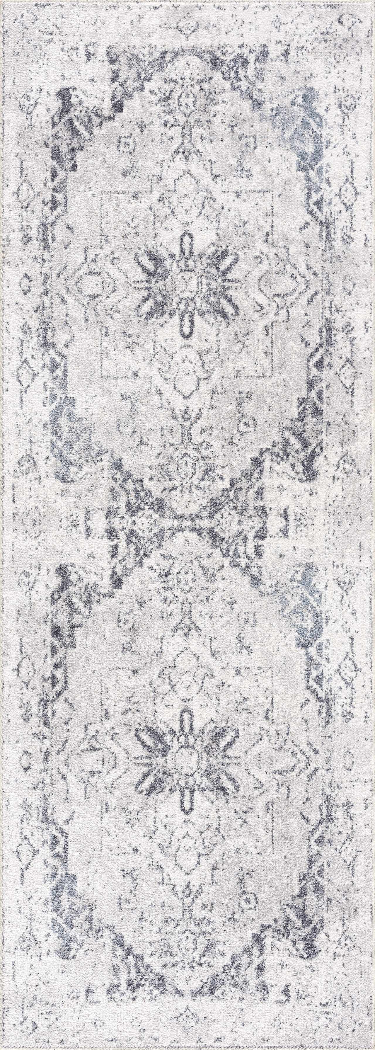 Ivory Washable Flat Pile Rug - Hera Collection for Modern Decor