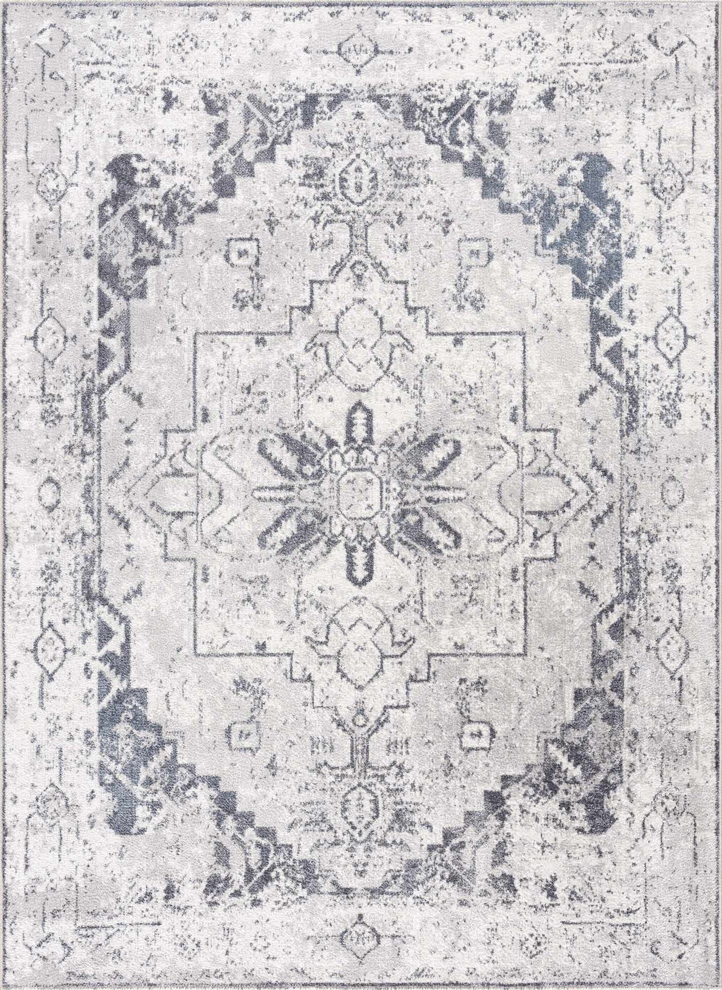 Ivory Washable Flat Pile Rug - Hera Collection for Modern Decor