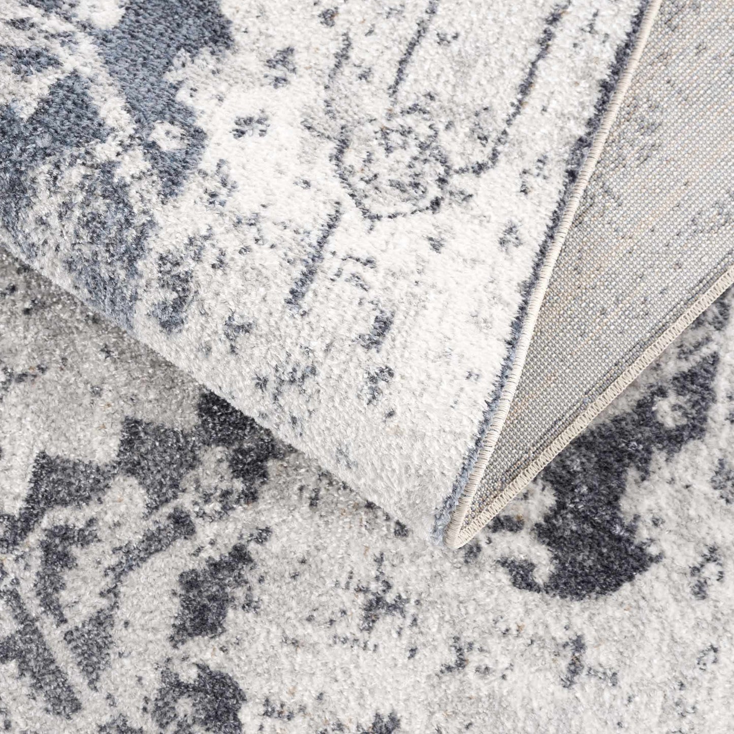 Ivory Washable Flat Pile Rug - Hera Collection for Modern Decor