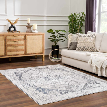 Ivory Washable Flat Pile Rug - Hera Collection for Modern Decor