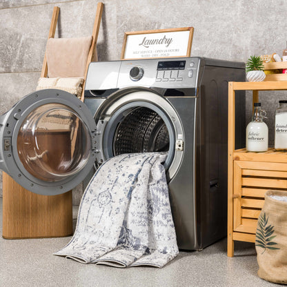 Ivory Washable Flat Pile Rug - Hera Collection for Modern Decor