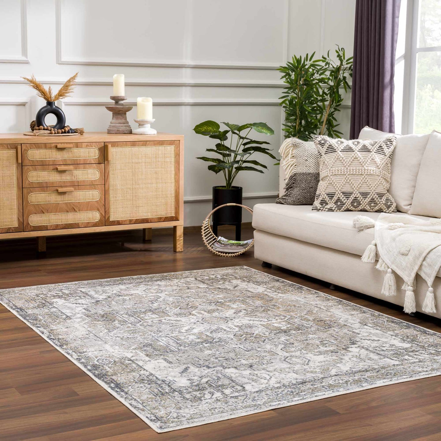 Hera Olive Washable Flat Pile Rug - Stylish  Easy to Clean