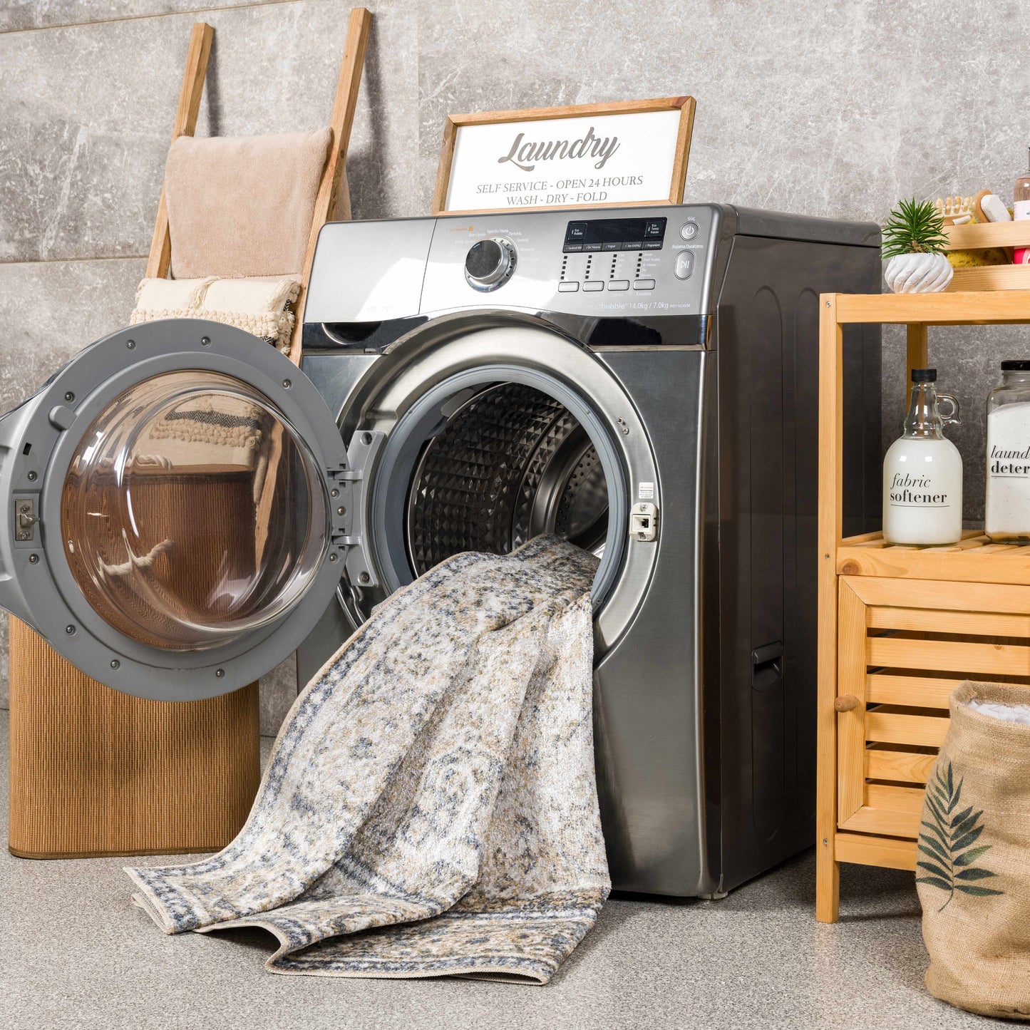 Washable Flat Pile Area Rug - Soft Durable Stylish Rug for Any Room