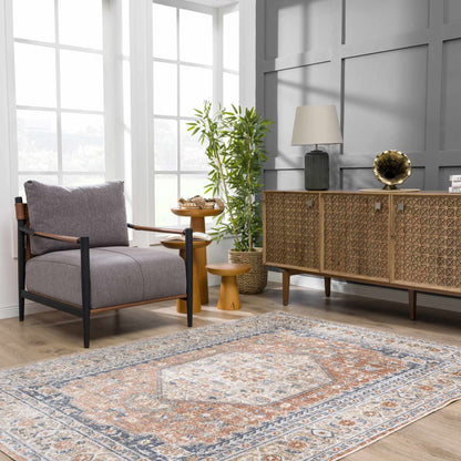 Washable Flat Pile Rug - Soft Durable Gael Rust Home Decor