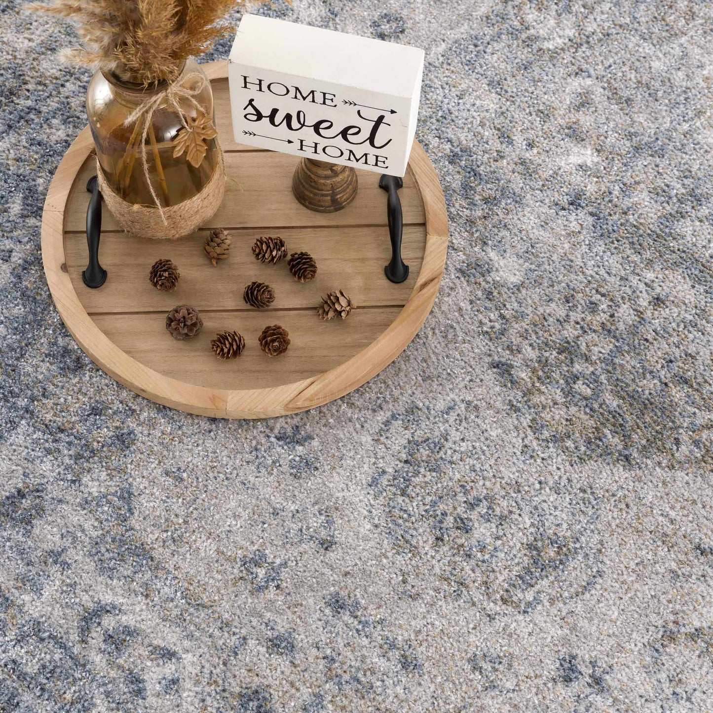 Washable Blue Flat Pile Rug - Stylish Durable Home Decor