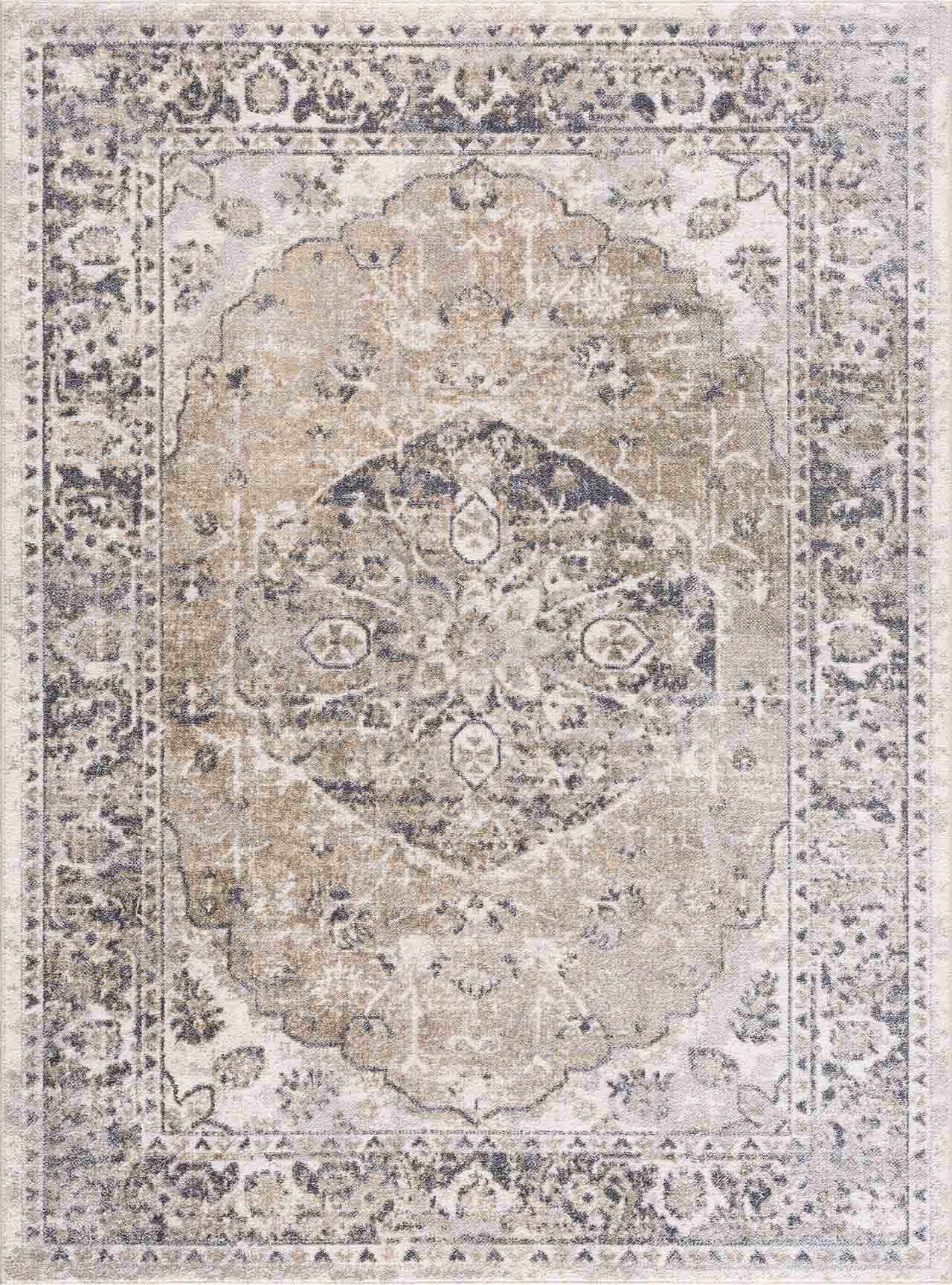Beige Washable Flat Pile Rug - Stylish Home Décor