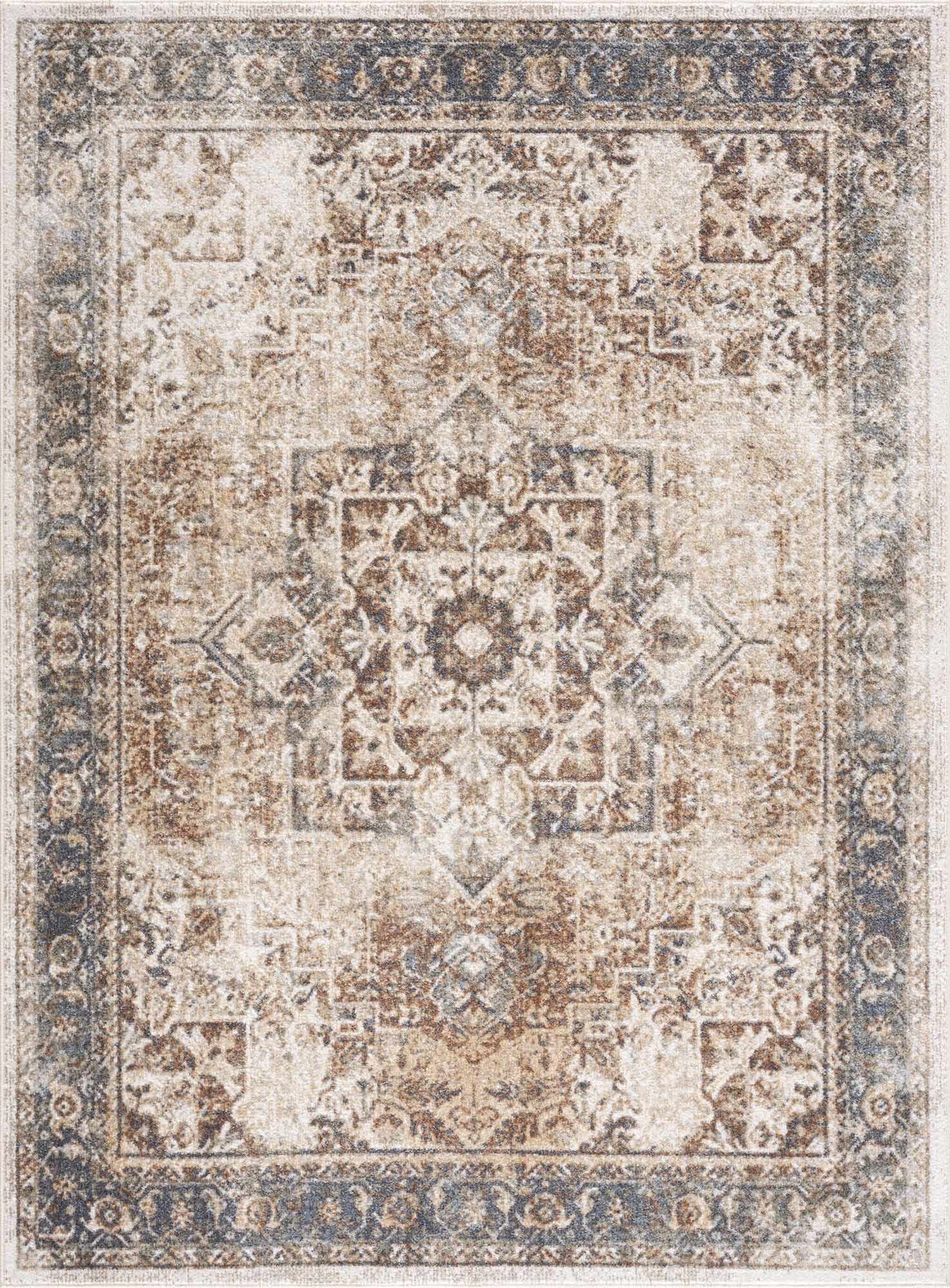 Heritage Washable Area Rug - Classic Flat Pile Design for Easy Care