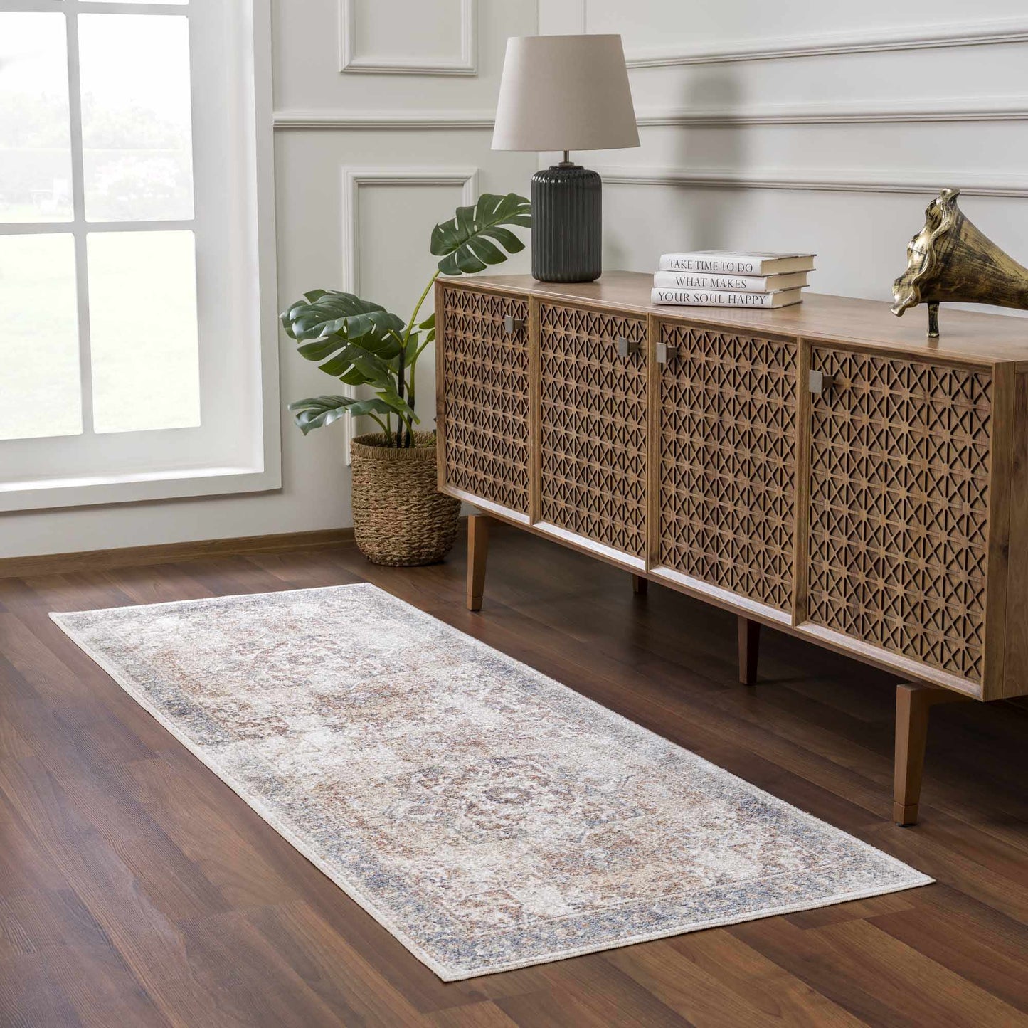 Heritage Washable Area Rug - Classic Flat Pile Design for Easy Care