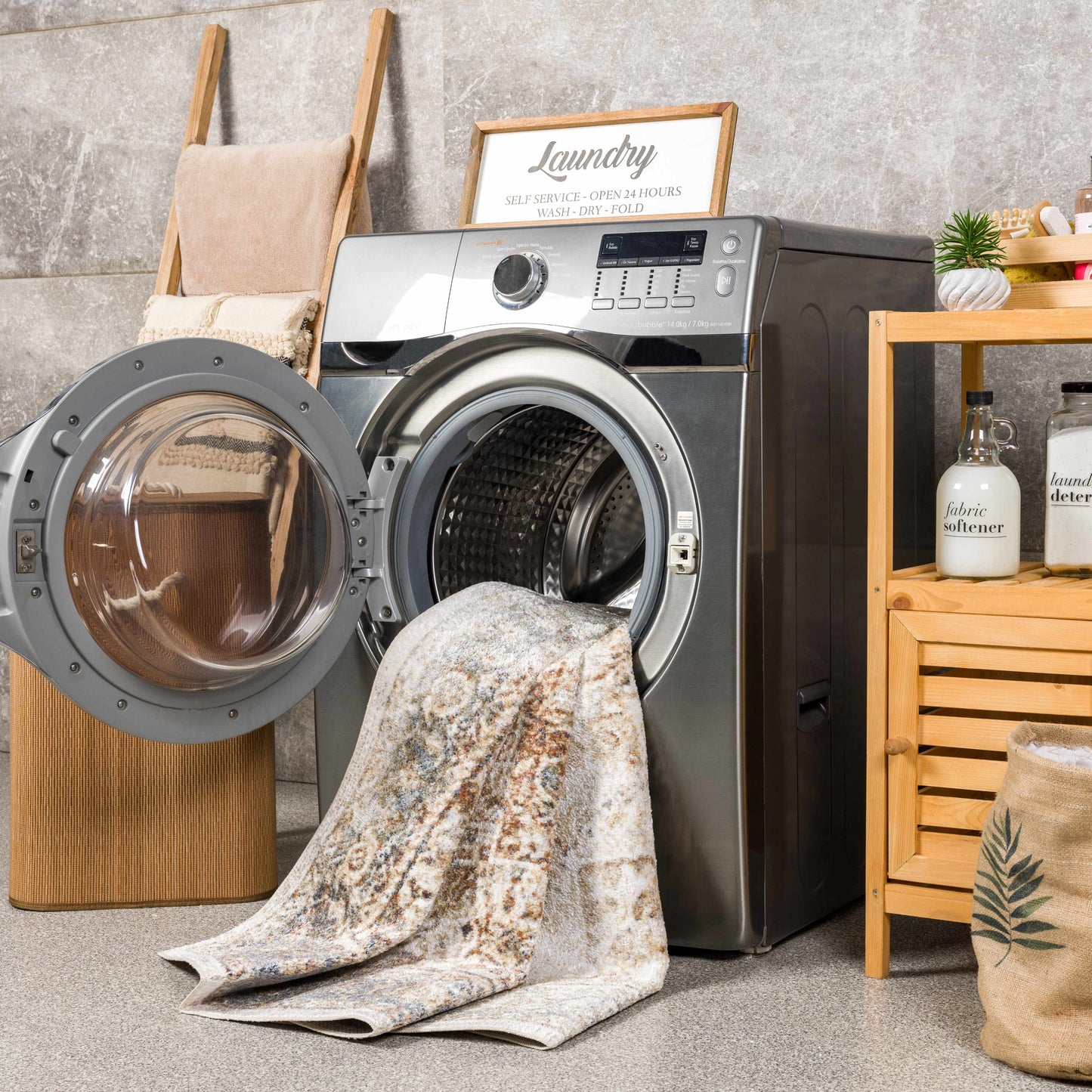 Heritage Washable Area Rug - Classic Flat Pile Design for Easy Care