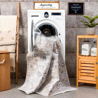 Washable Flat Pile Area Rug - Soft Durable Home Decor