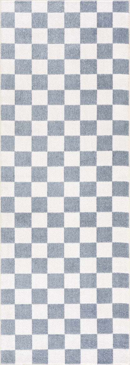 Checkered Washable Area Rug - Stylish Durable Floor Covering