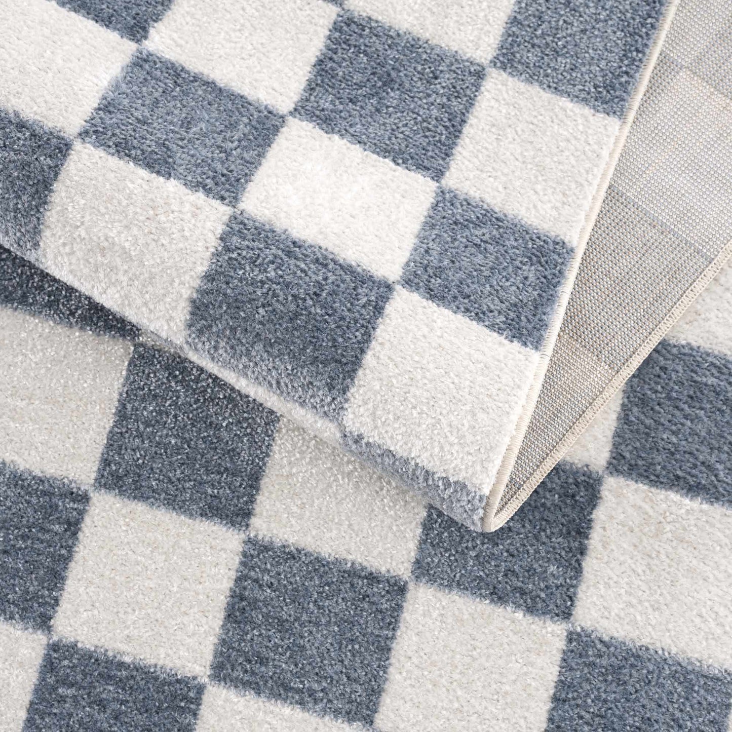 Checkered Washable Area Rug - Stylish Durable Floor Covering