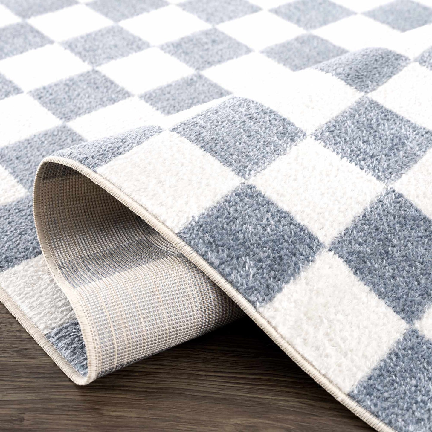 Checkered Washable Area Rug - Stylish Durable Floor Covering