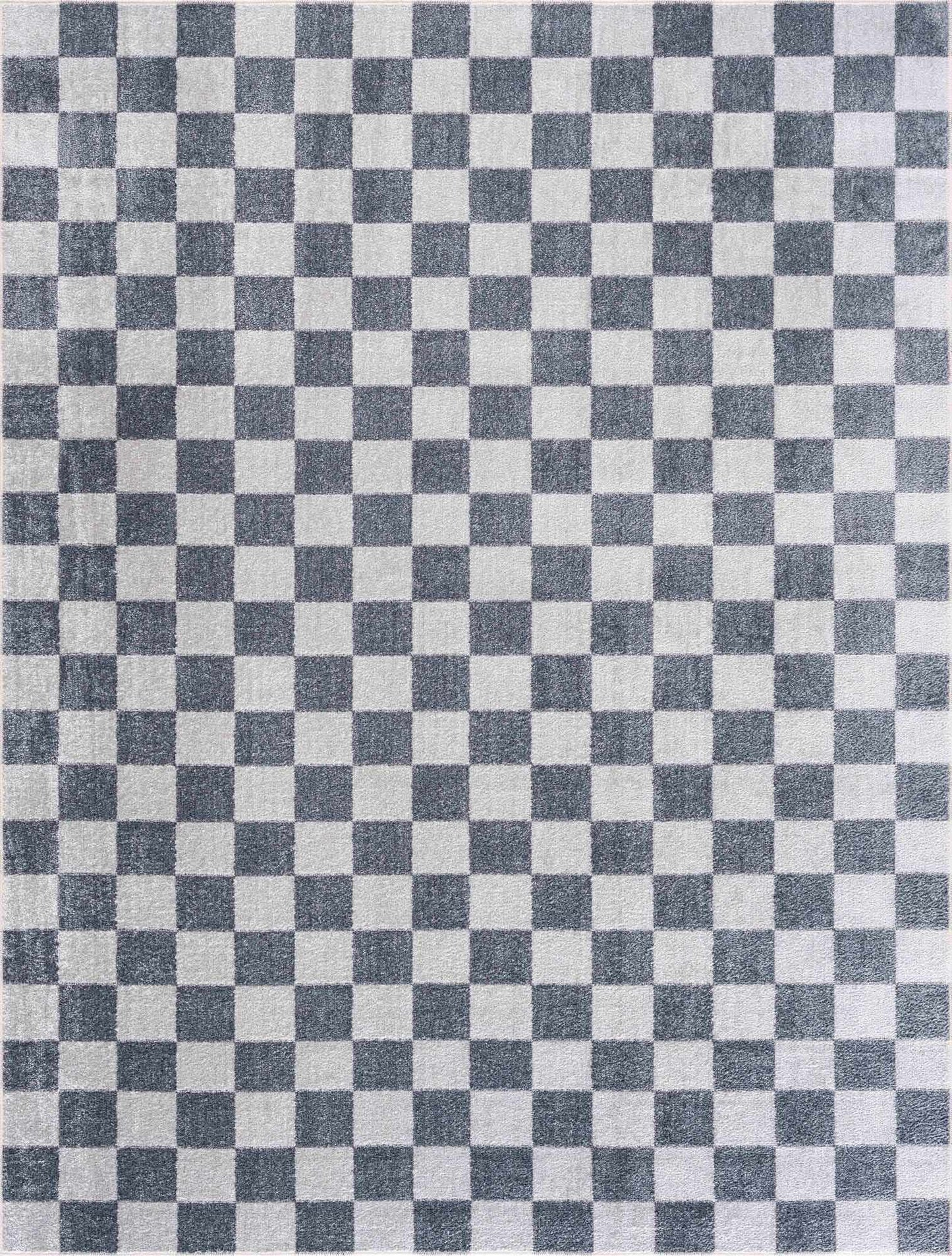Blue and Gray Washable Checkered Rug - Stylish Home Decor Accent