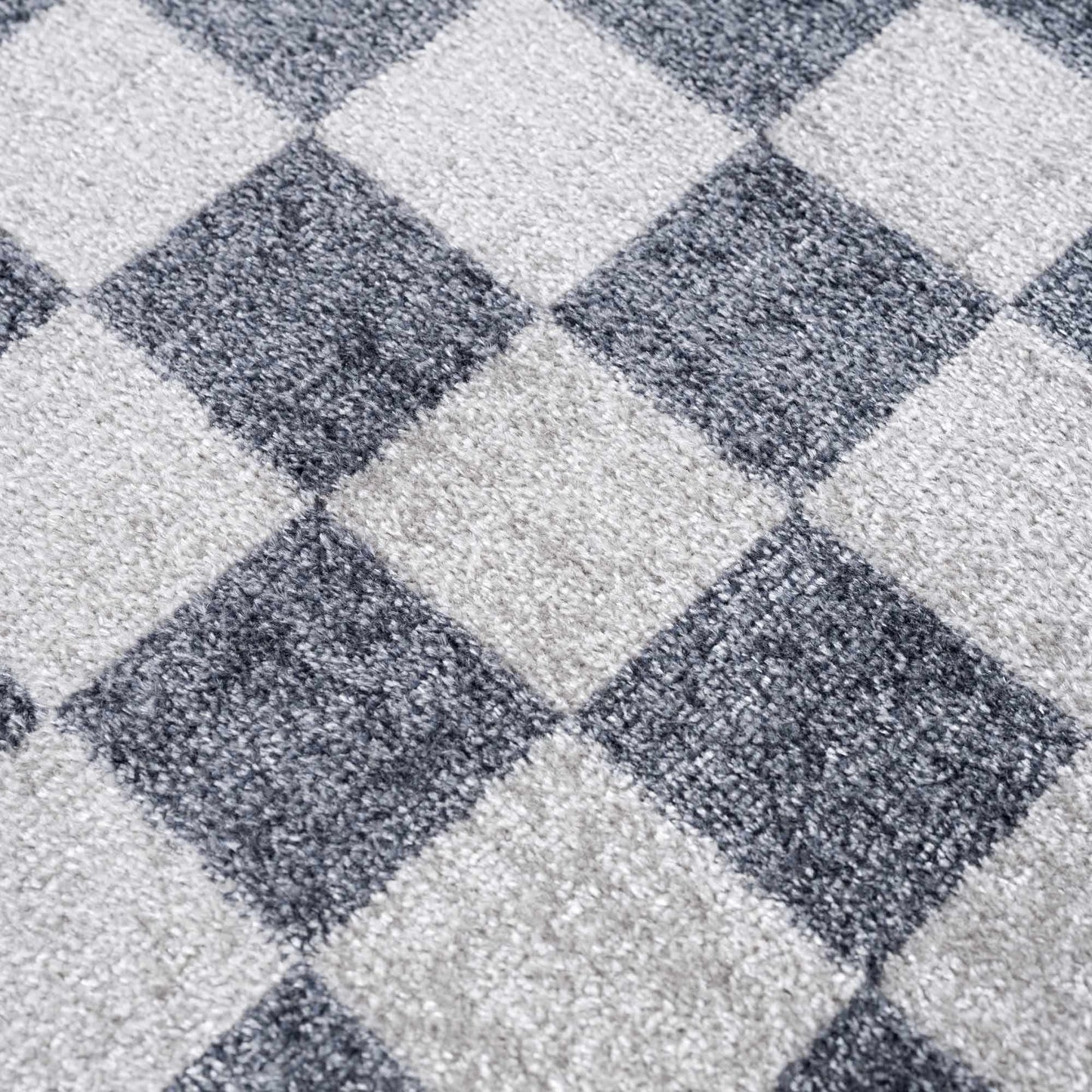 Blue and Gray Washable Checkered Rug - Stylish Home Decor Accent