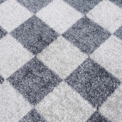 Blue and Gray Washable Checkered Rug - Stylish Home Decor Accent