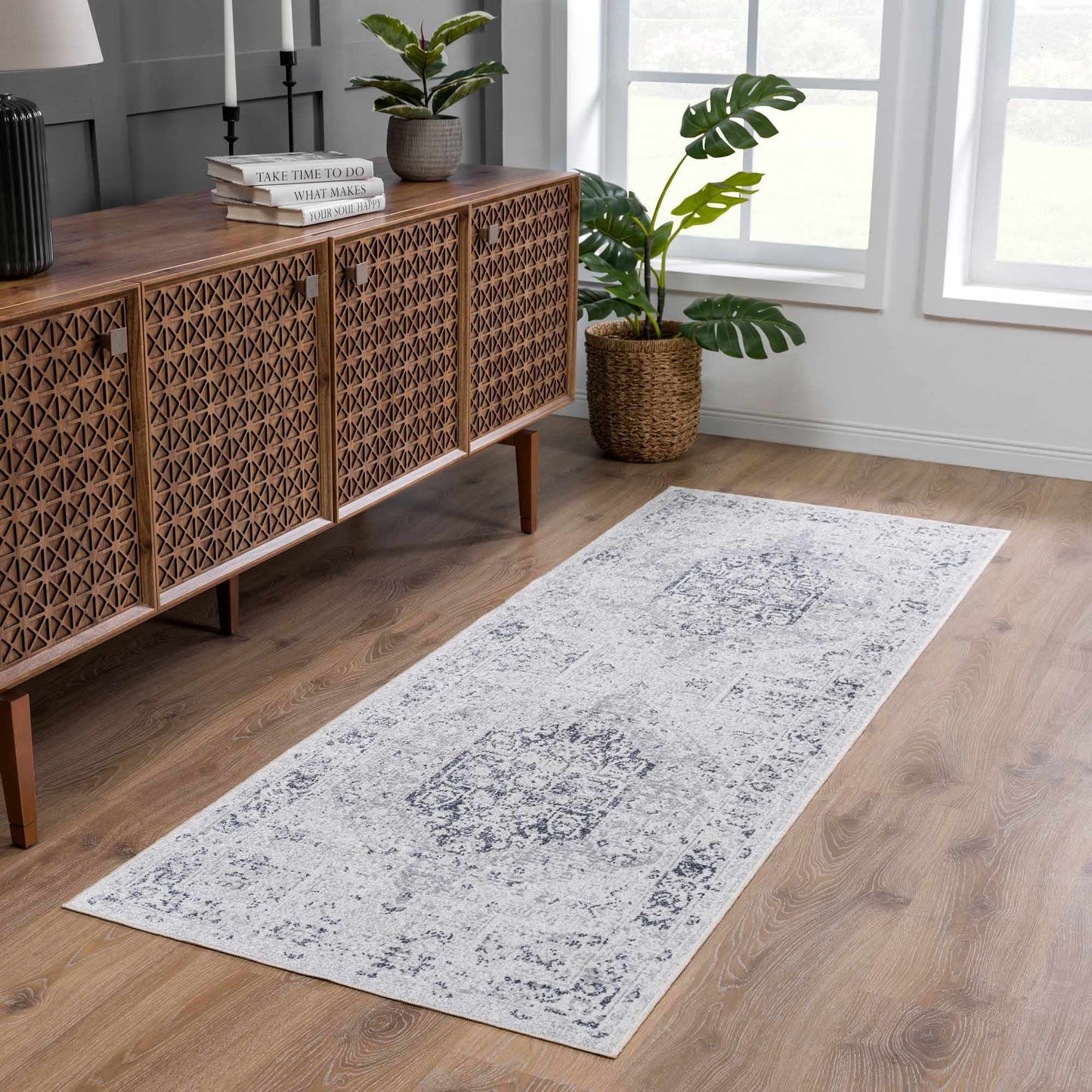 Washable Flat Pile Rug - Stylish Durable Home Decor in Akram Antrasit