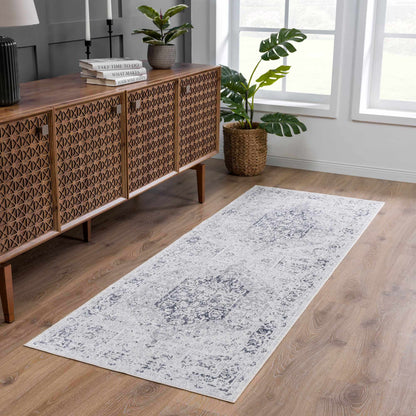 Washable Flat Pile Rug - Stylish Durable Home Decor in Akram Antrasit
