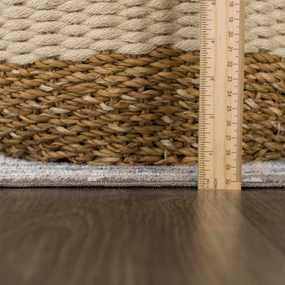 Washable Gray Blue Area Rug - Modern Home Decor Accent