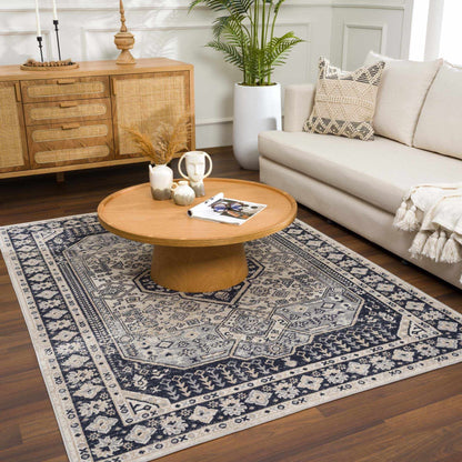 Washable Cream Gray Area Rug - Stylish Durable Home Decor