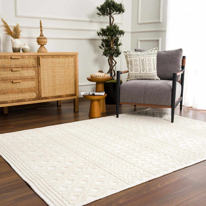Washable White Area Rug - Stylish Drago Design for Modern Homes