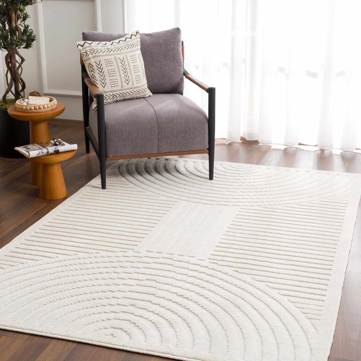 Deron White Washable Area Rug - Soft Durable Stylish Floor Mat