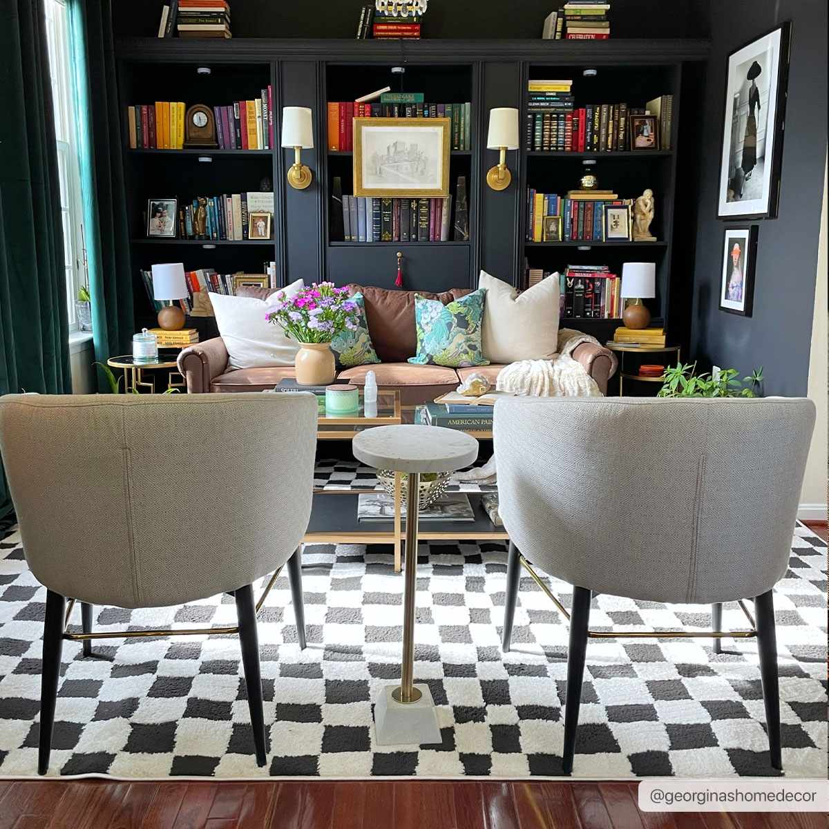 Checkered Area Rug - Stylish Black and White Geometric Floor Decor