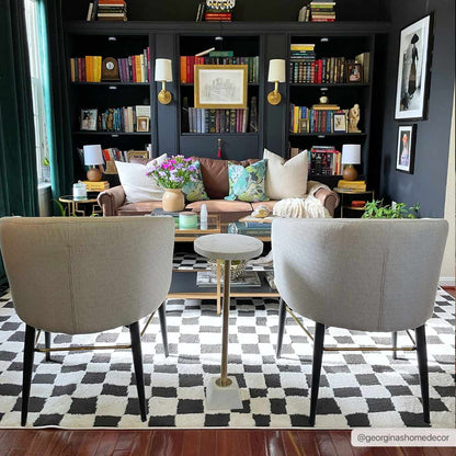 Checkered Area Rug - Stylish Black and White Geometric Floor Decor