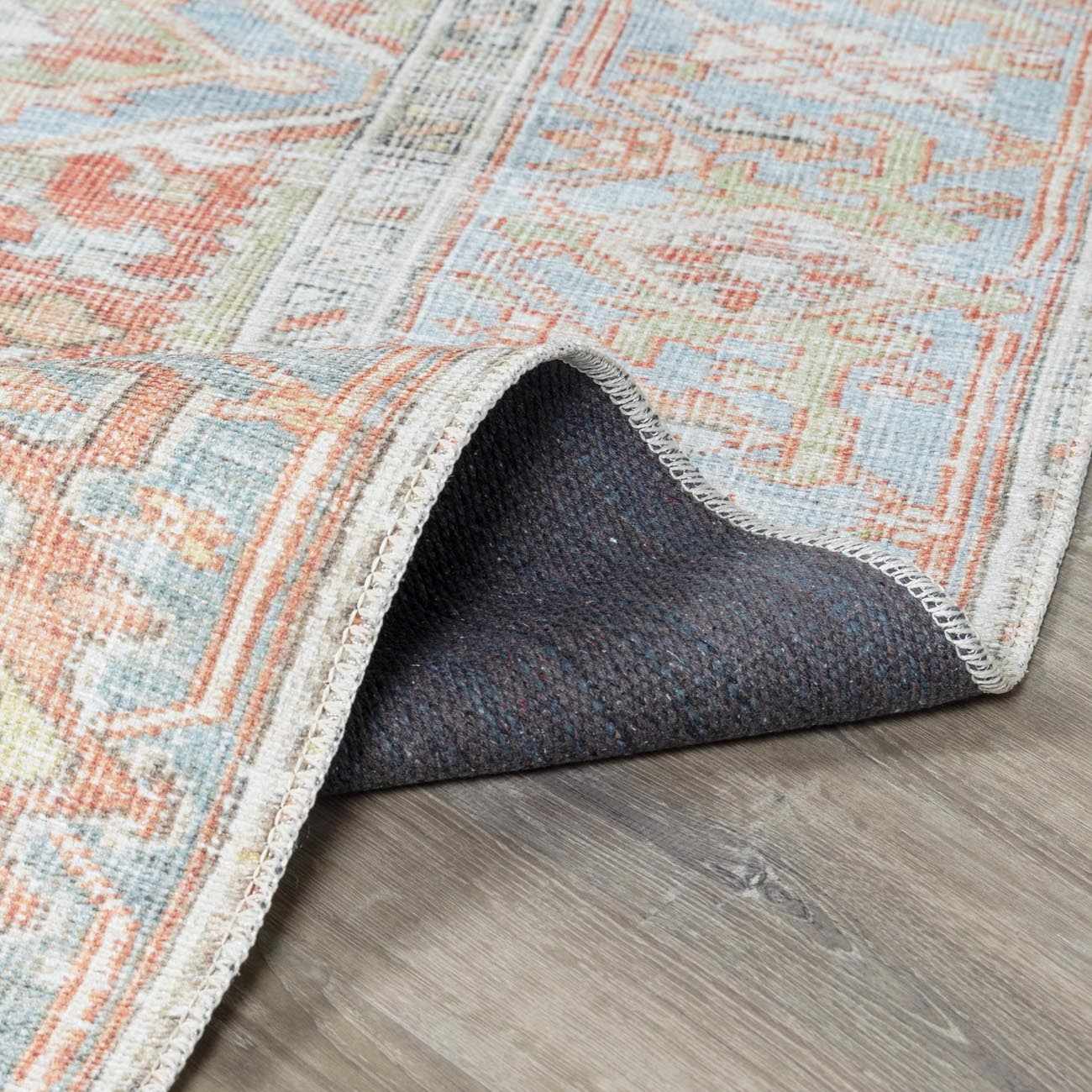 Washable Rust Area Rug - Stylish Durable Easy to Clean