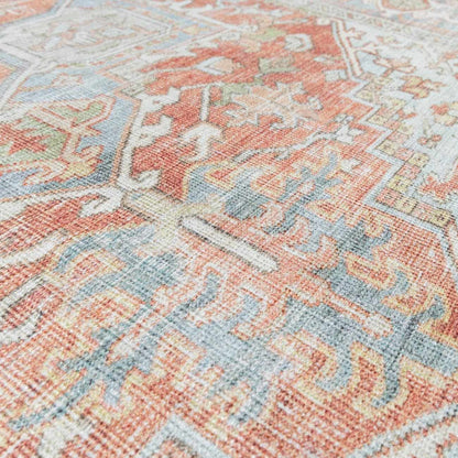 Washable Rust Area Rug - Stylish Durable Easy to Clean