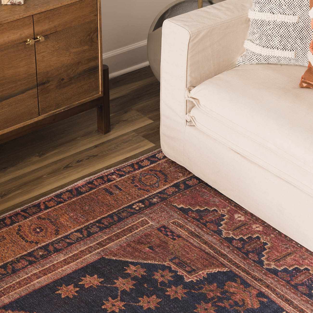 Vintage Washable Flat Pile Rug - Malamote Collection for Stylish Decor