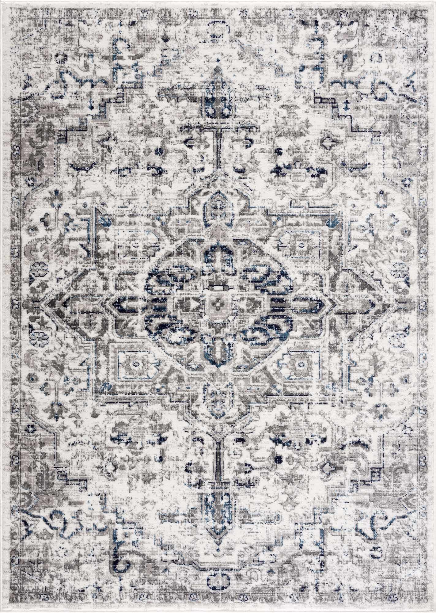 Hauteloom Buenaventura Area Rug - Cream Navy Stylish Home Décor Accent