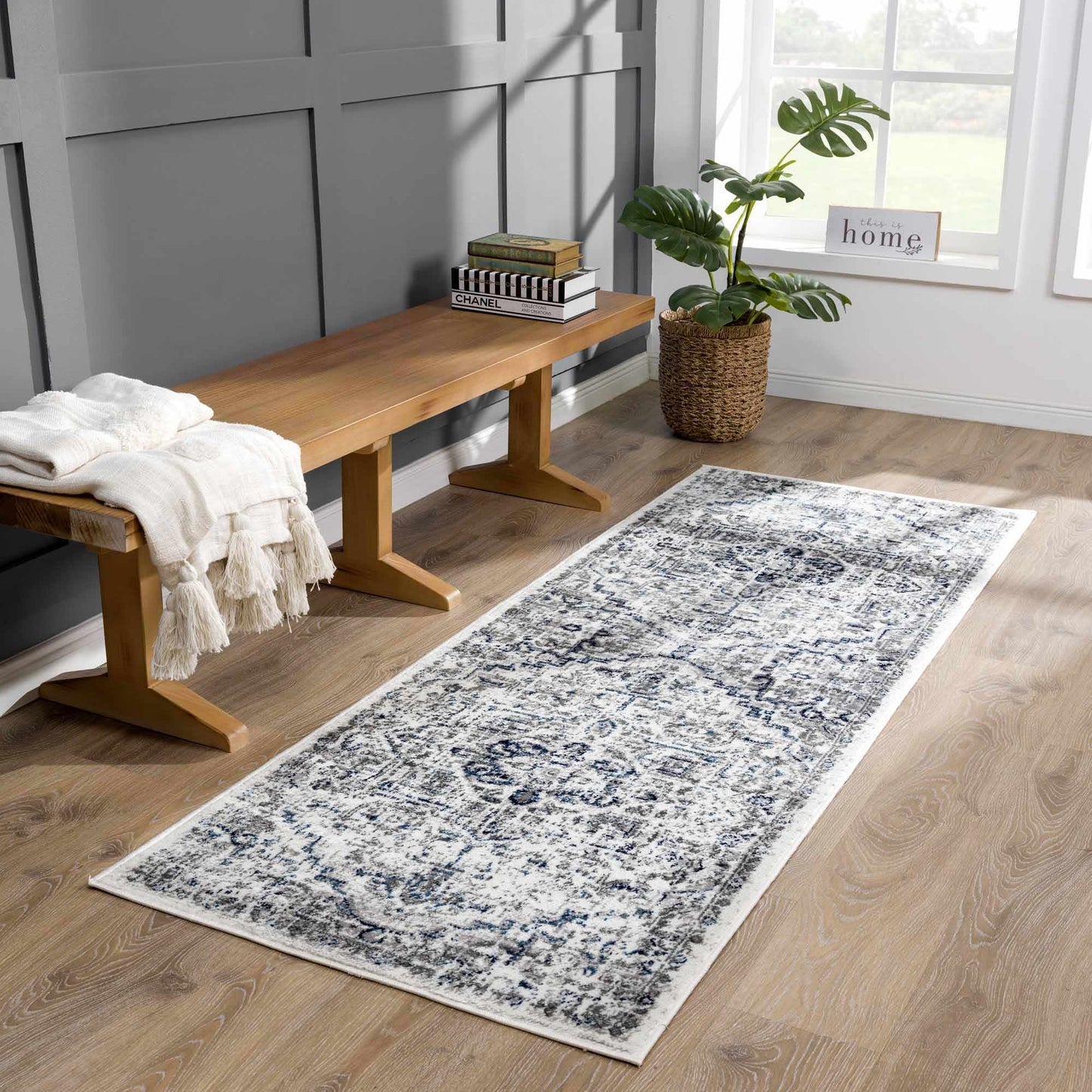 Hauteloom Buenaventura Area Rug - Cream Navy Stylish Home Décor Accent