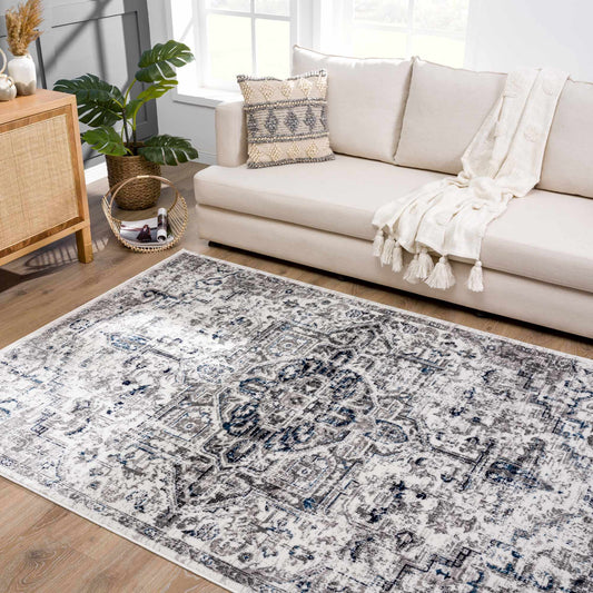 Hauteloom Buenaventura Area Rug - Cream Navy Stylish Home Décor Accent