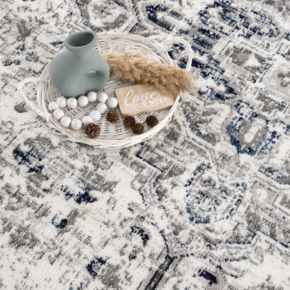 Hauteloom Buenaventura Area Rug - Cream Navy Stylish Home Décor Accent